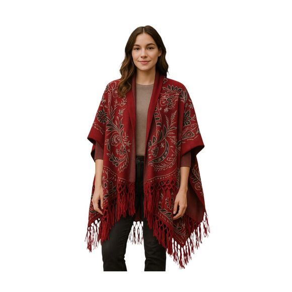 Coco + Carmen fringe Aztec cape layered wrap - Picture 1 of 5